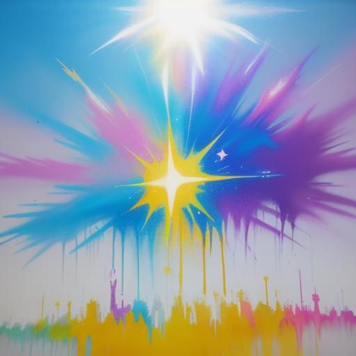 Divine Sunshine Beams in Graffiti Art Style
