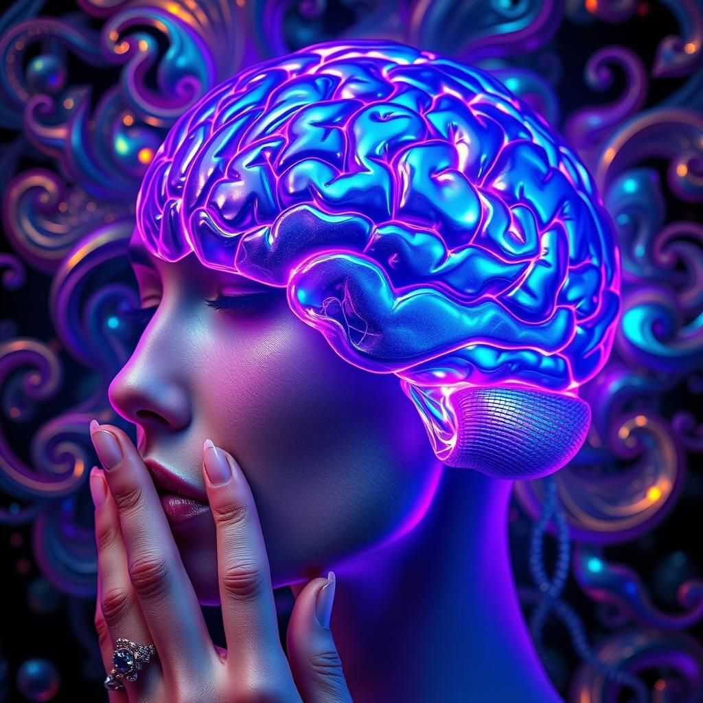 Intricate Digital Portrait of a Woman's Brain