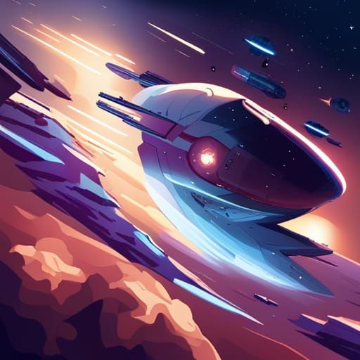 Futuristic Spaceship Food Trucks in Comic Style