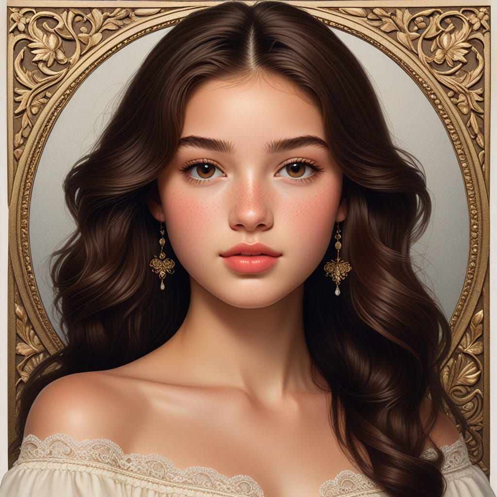 Portrait of a Freckled 18-Year-Old with Sweet Expression