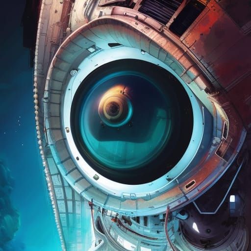 Modern Naval Submarine Deep Underwater: Digital Concept Art