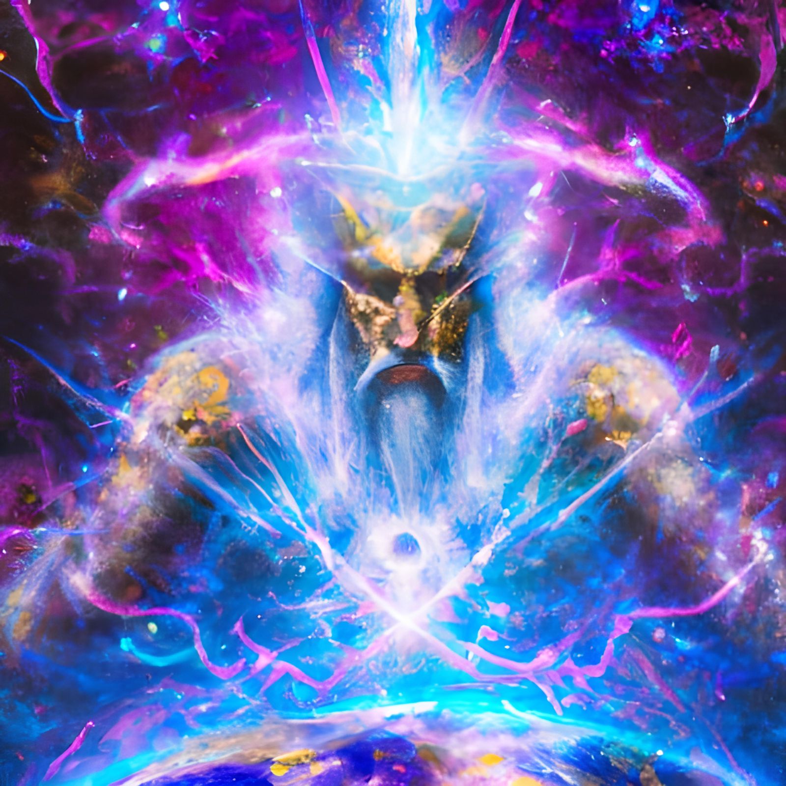 Holographic Astral Cosmic Illustration in Pablo Amaringo Sty...