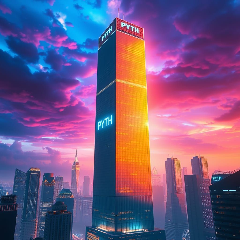 Modern Skyscraper "PYTH" in Golden Hour Light
