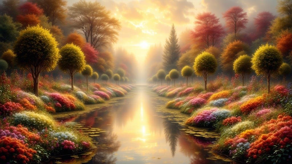 Bagatelle Garden Vista in Summer: Bioluminescent Glow