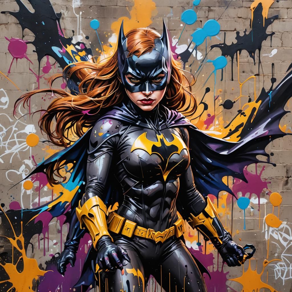 Batgirl Graffiti Art in Street Style