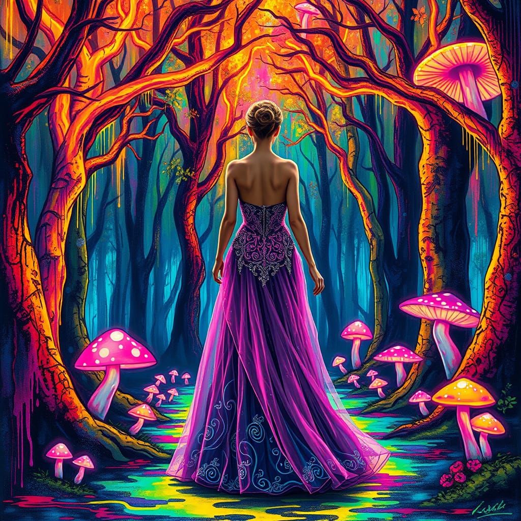 Ethereal Goddess Embarks on a Neon Odyssey