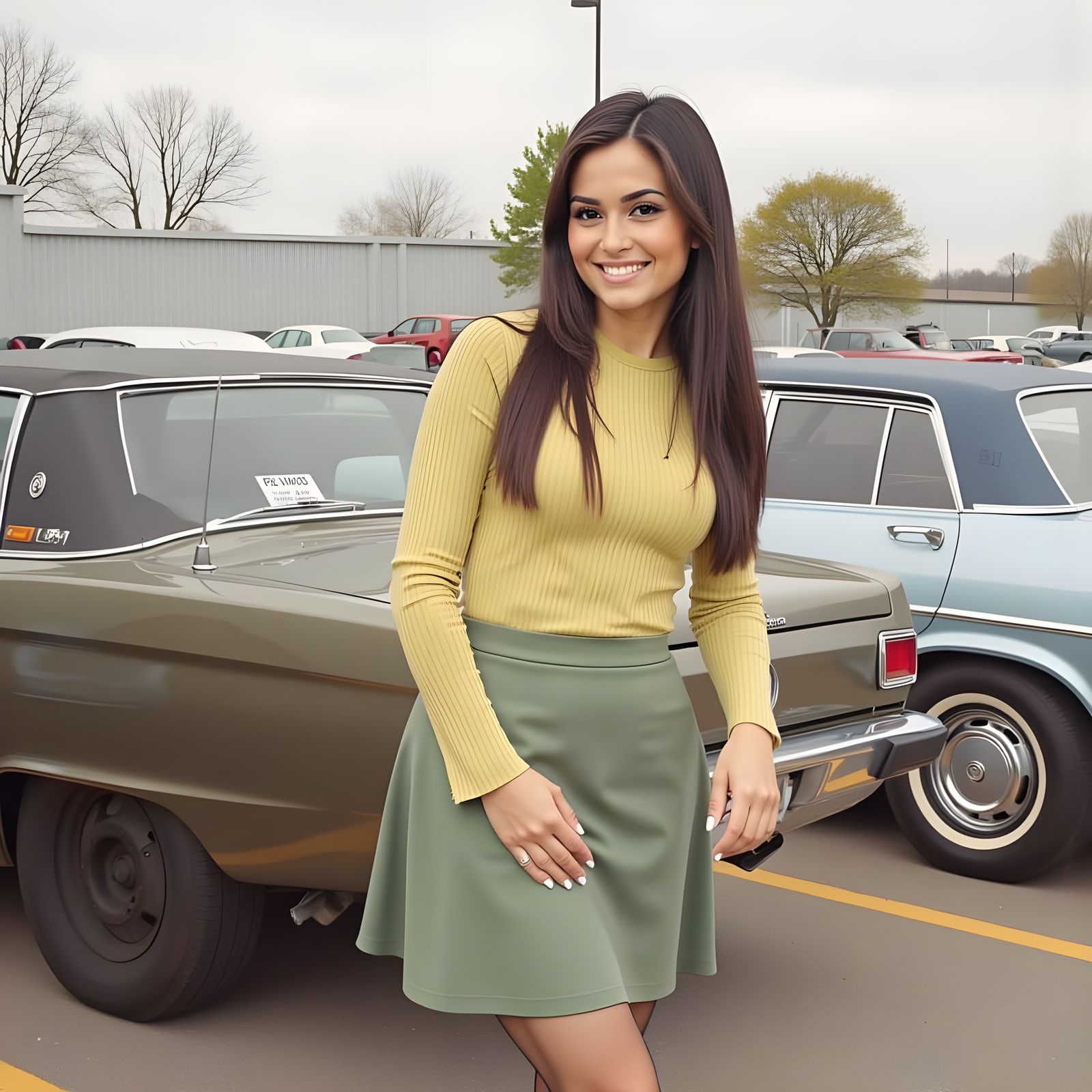 Retro Woman in Concert Parking Lot