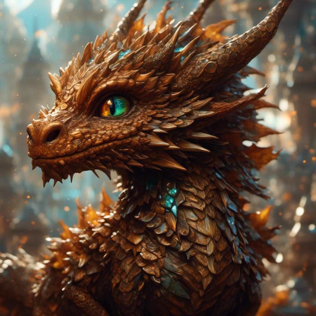 Adorable Chibi Dragon Portrait in Hyperreal Anime Style