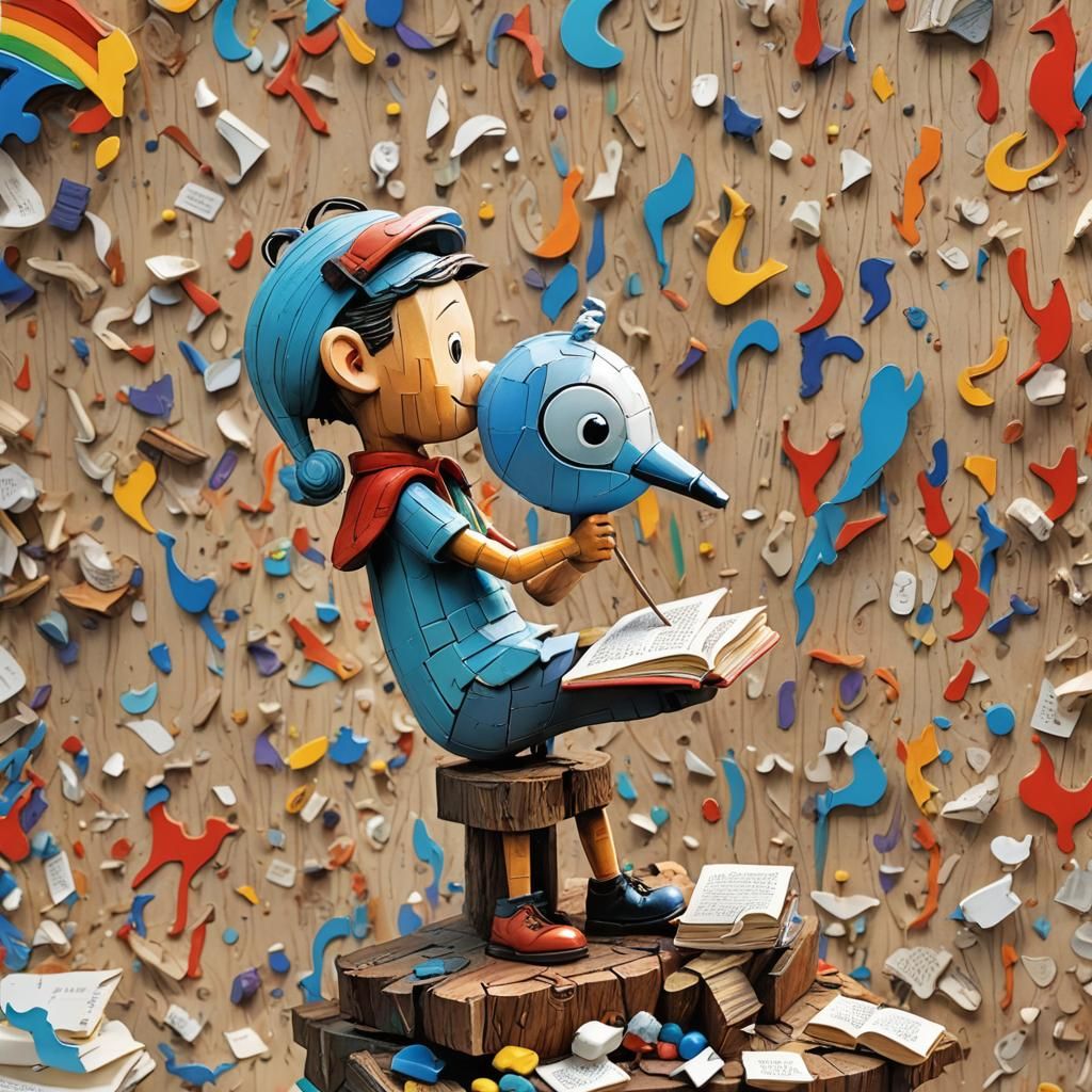 Bookish Mind Sculpture in Hyperrealistic Splash Art