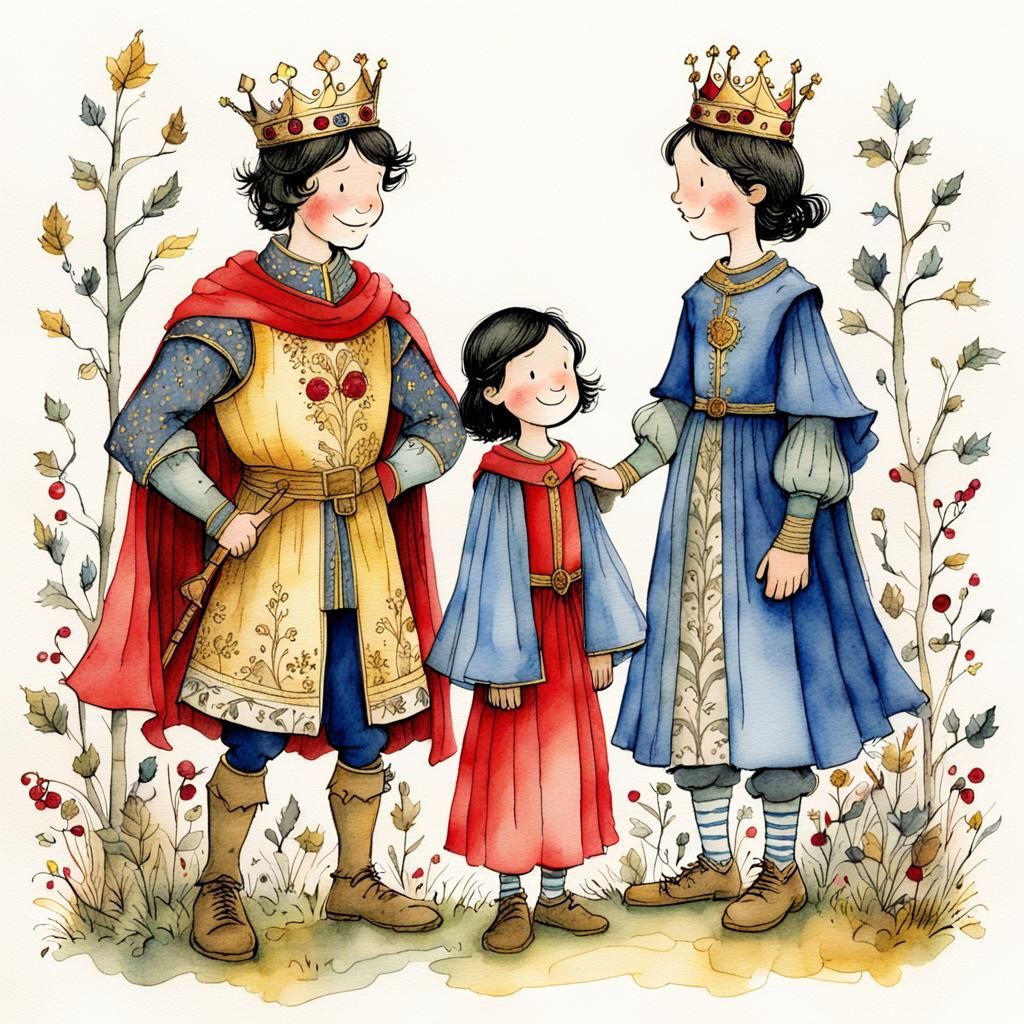 Cheerful Medieval Prince in Storybook Illustration Style