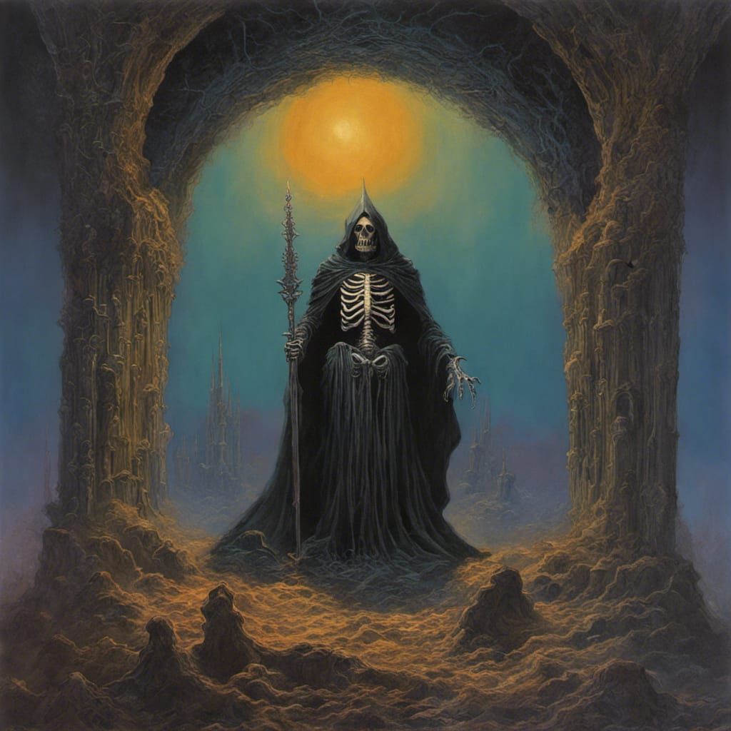 Skeleton Nazgul in Dark Fantasy Illustration Style