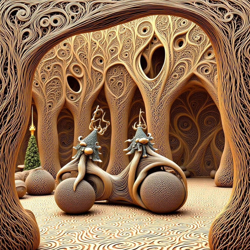 Surreal Abstract Sculpture of Man in Studio