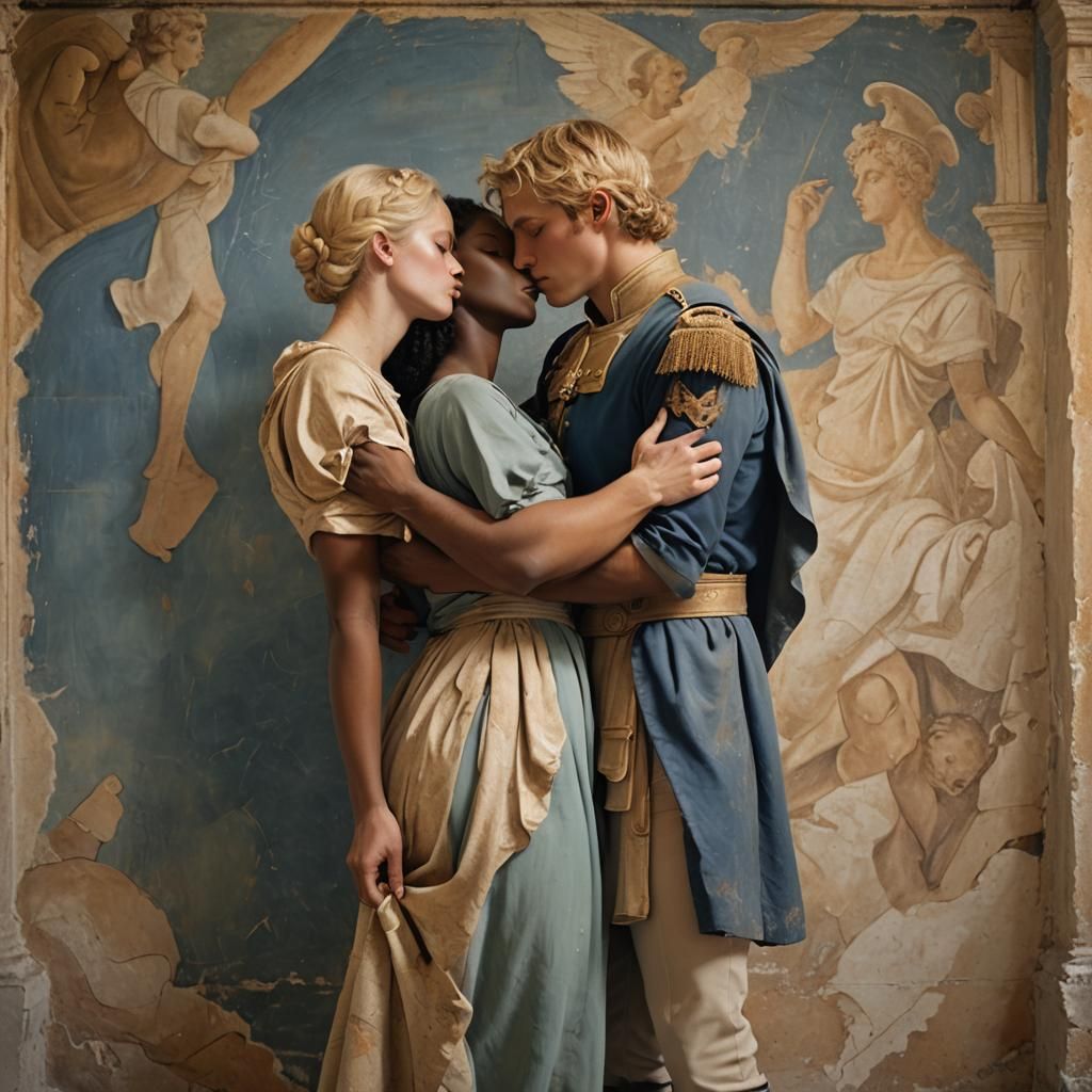 Romantic Embrace in Neoclassical Style