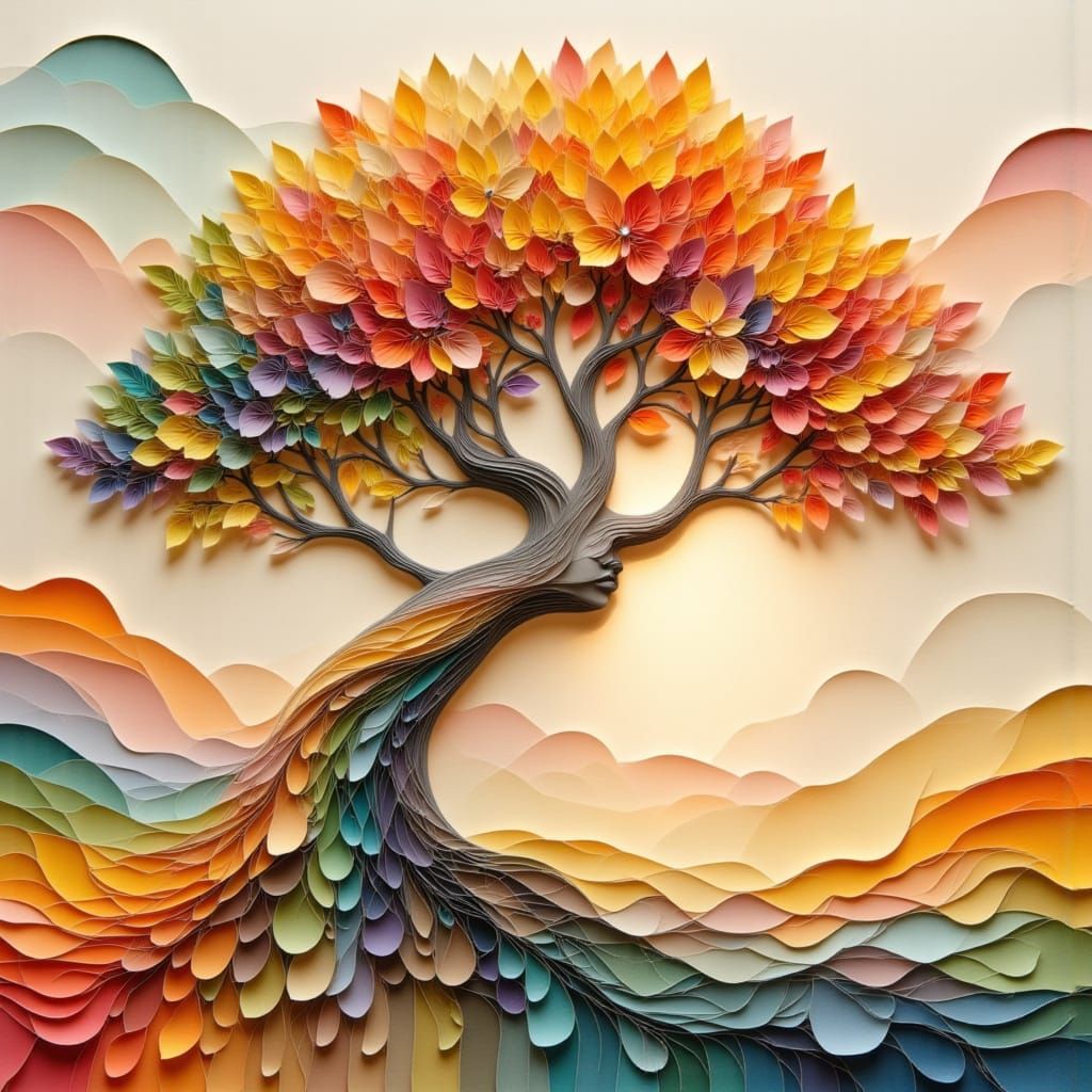 Intricately Quilled Paper Tree of Life
