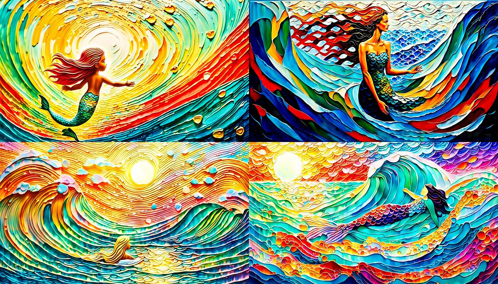 Glimmer of Hope: Abstract Constructivism Mermaid Painting