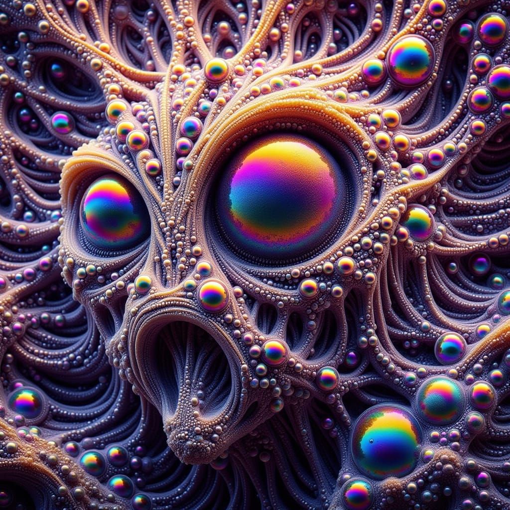 Microscopic Cosmos of Pollen in Rainbow Light