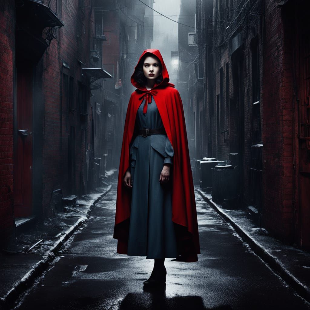 Little Red Riding Hood Detective in Film Noir Style