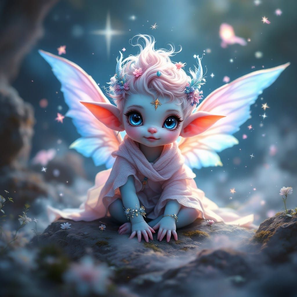 Adorable Baby Air Elemental Imp in Matte Painting Style