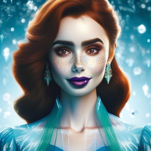 Lily Collins as Elsa in Vibrant Cinematic Portraiture