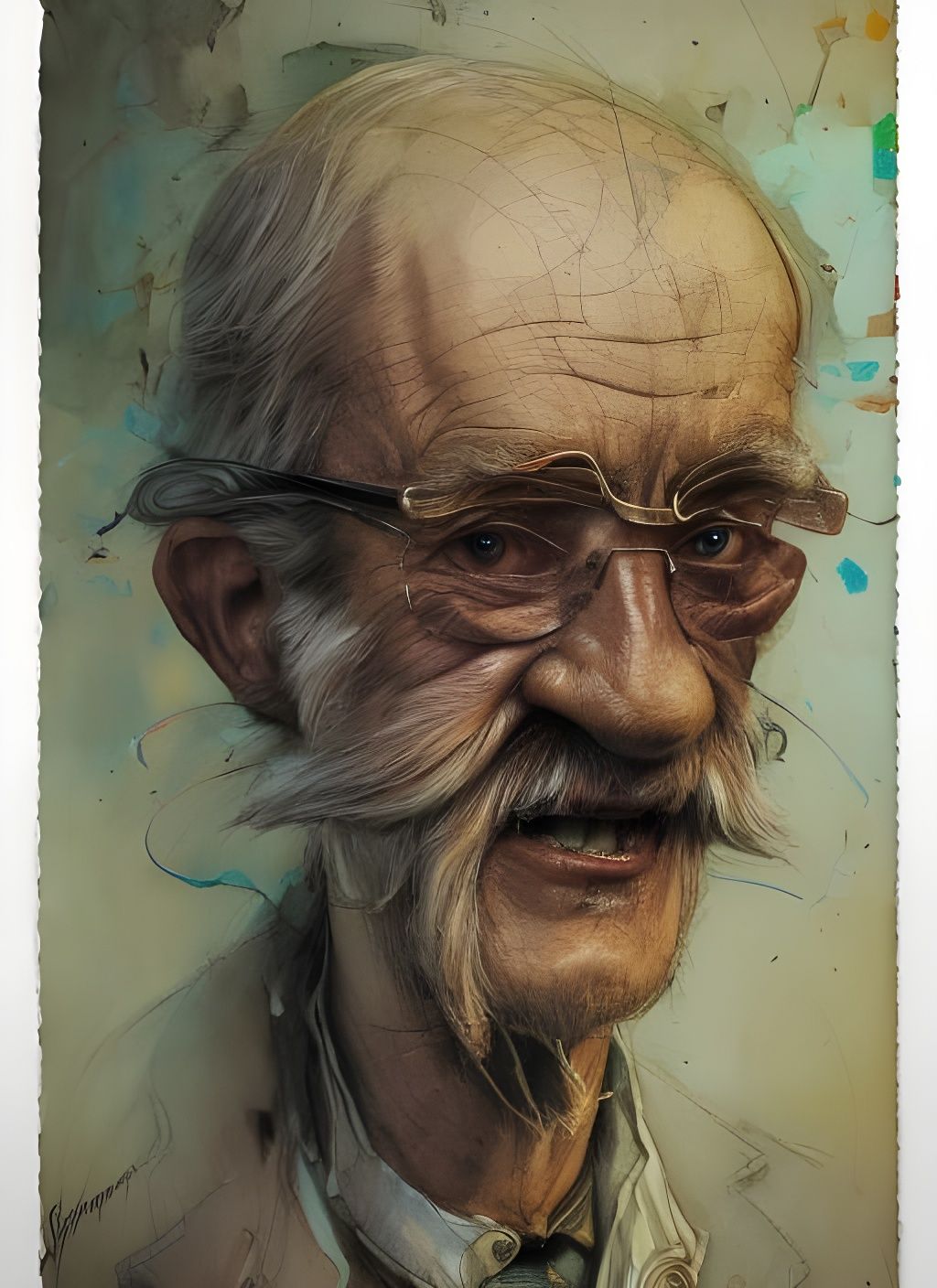 Stamp Man Crayon Caricature in Hyperrealism Style