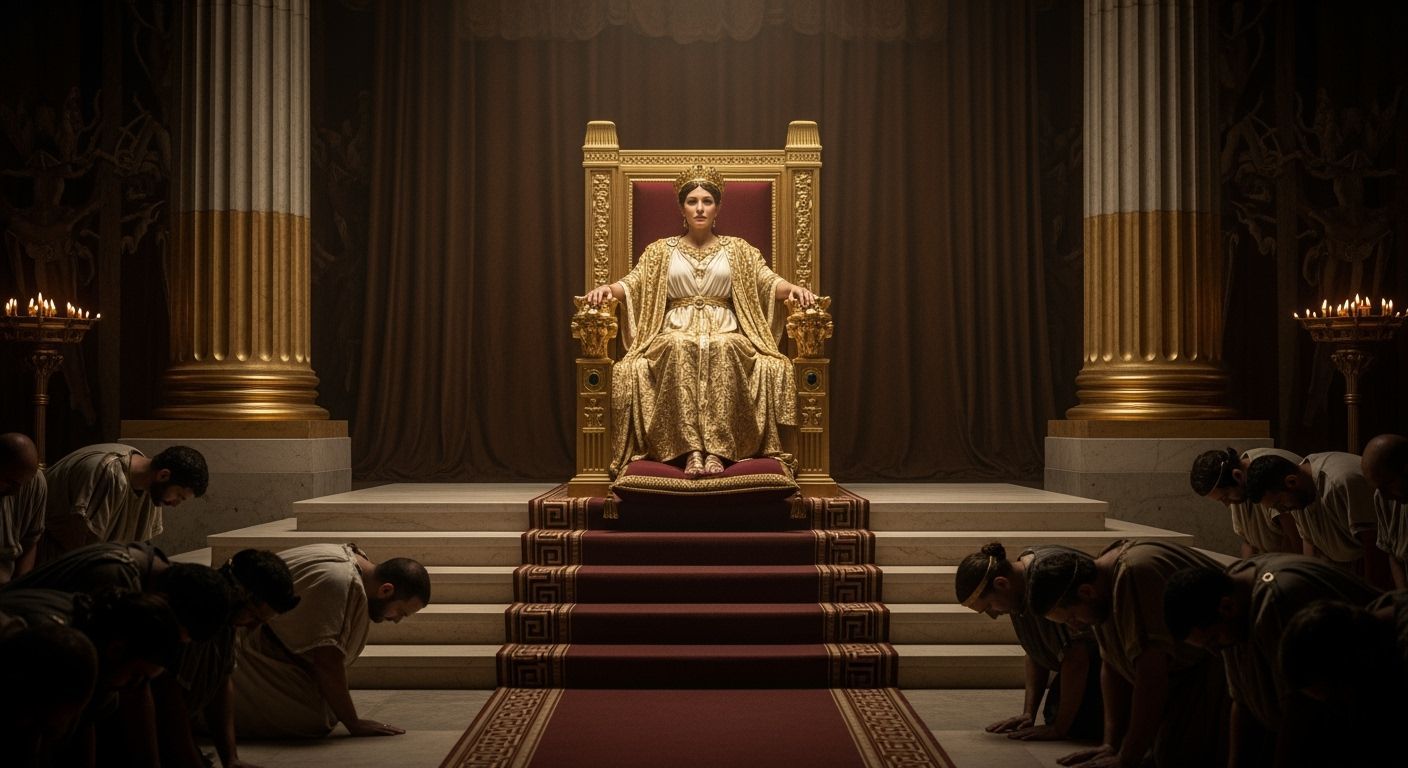Majestic Roman Empress in Golden Throne Room