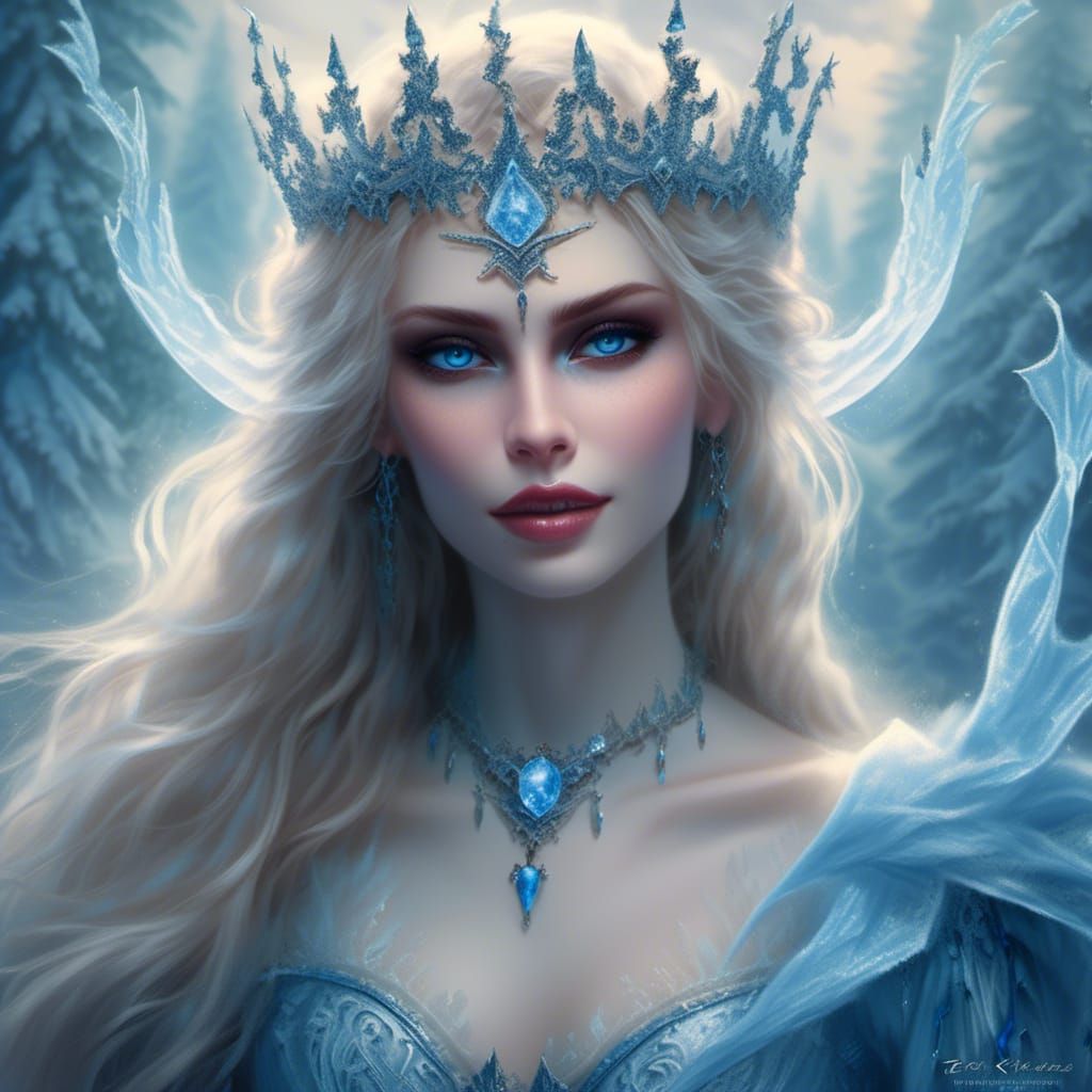 Ethereal Sorceress with Glowing Eyes