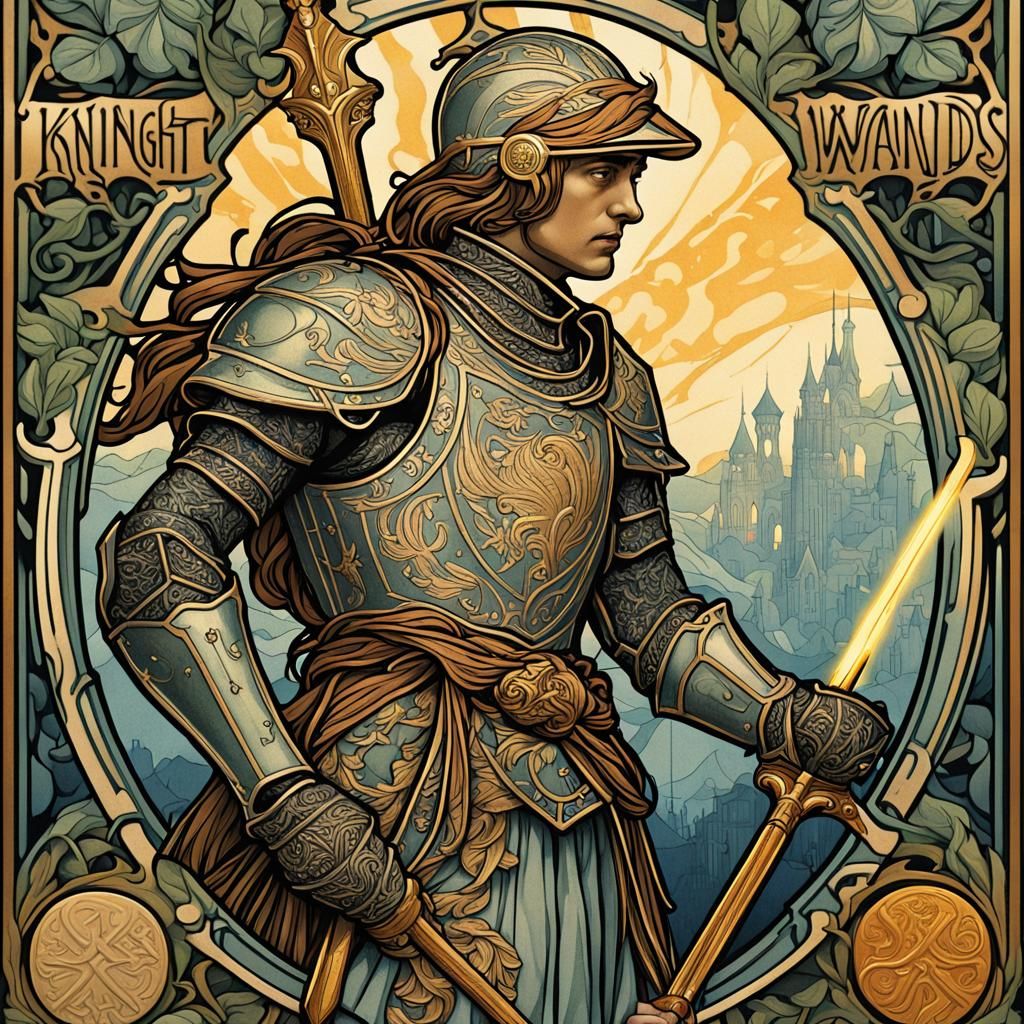 Knight of Wands, Alphonse Mucha style