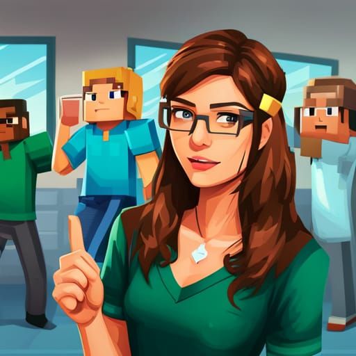 Nerd Girl with Minecraft Glasses at Party