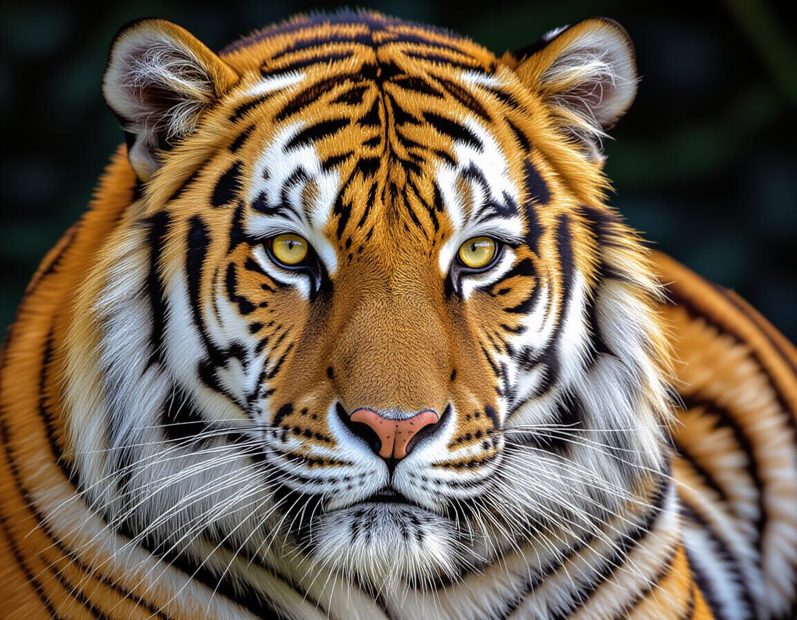 Majestic Tiger With Piercing Yellow Eyes