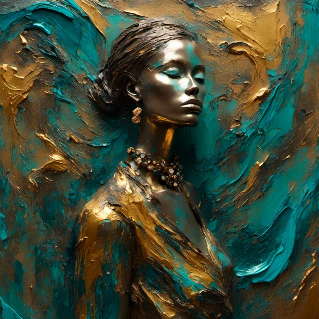 Abstract Portrait of Woman with Gold Jewellery