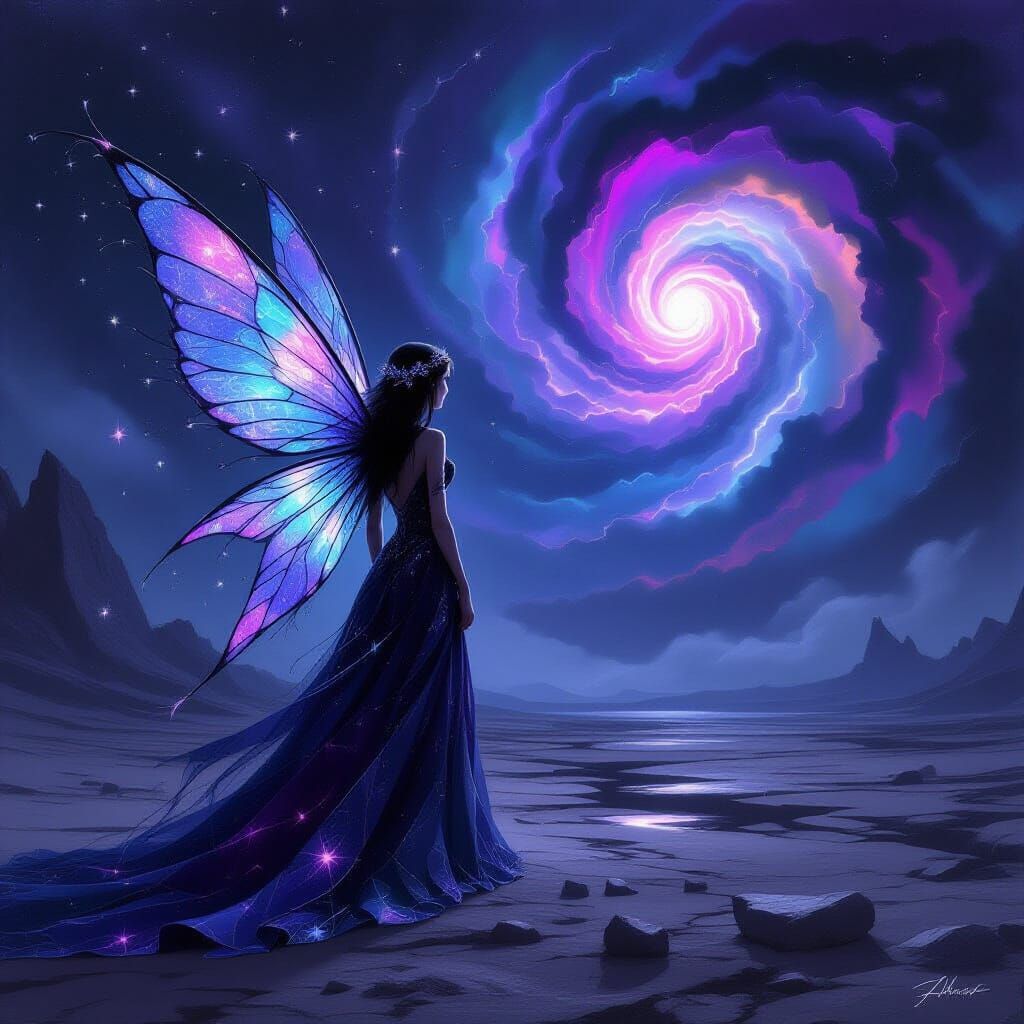 Ethereal Fairy on Alien Planet in Dark Fantasy Style