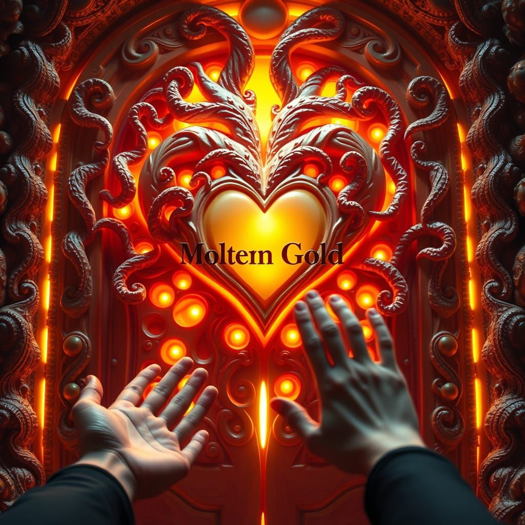 Pulsating Candy Door with Glowing Runes and Gummy Tendrils