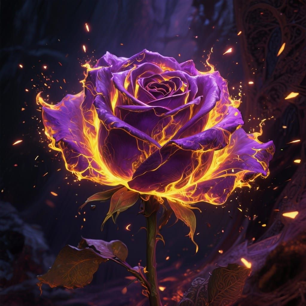 Fiery Rose Sparkles: A Digital Masterpiece