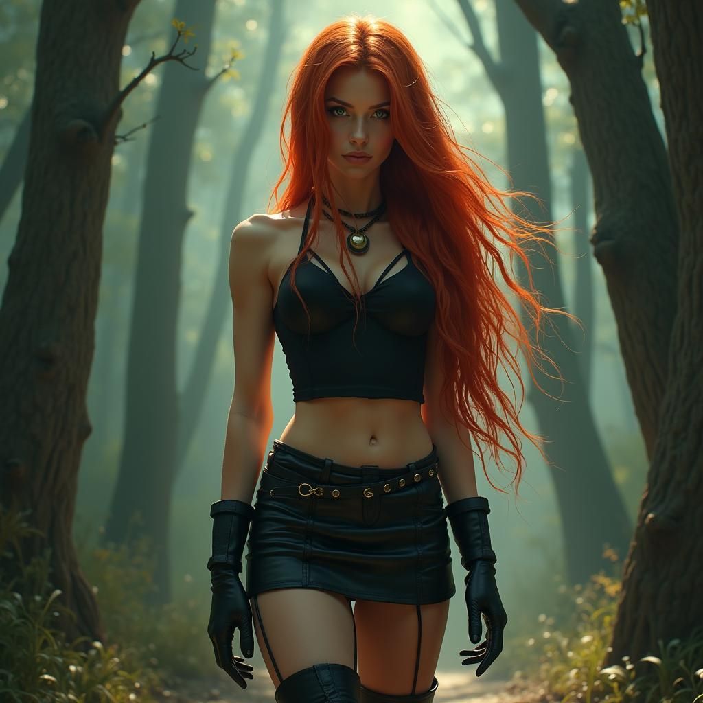 Fantasy Woman with Red Hair, Digital Art