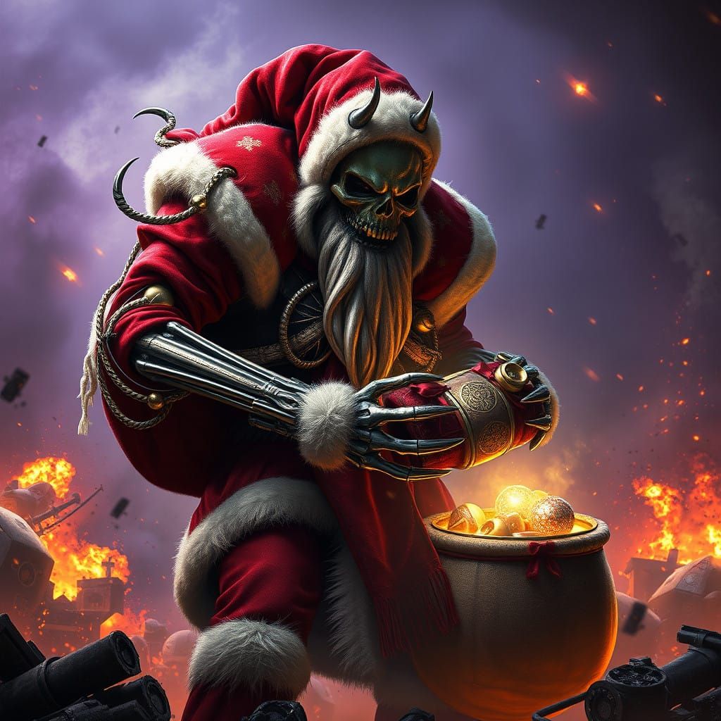 Skeletal Necron Warrior Defies Chaos in Warhammer 40,000 Apo...