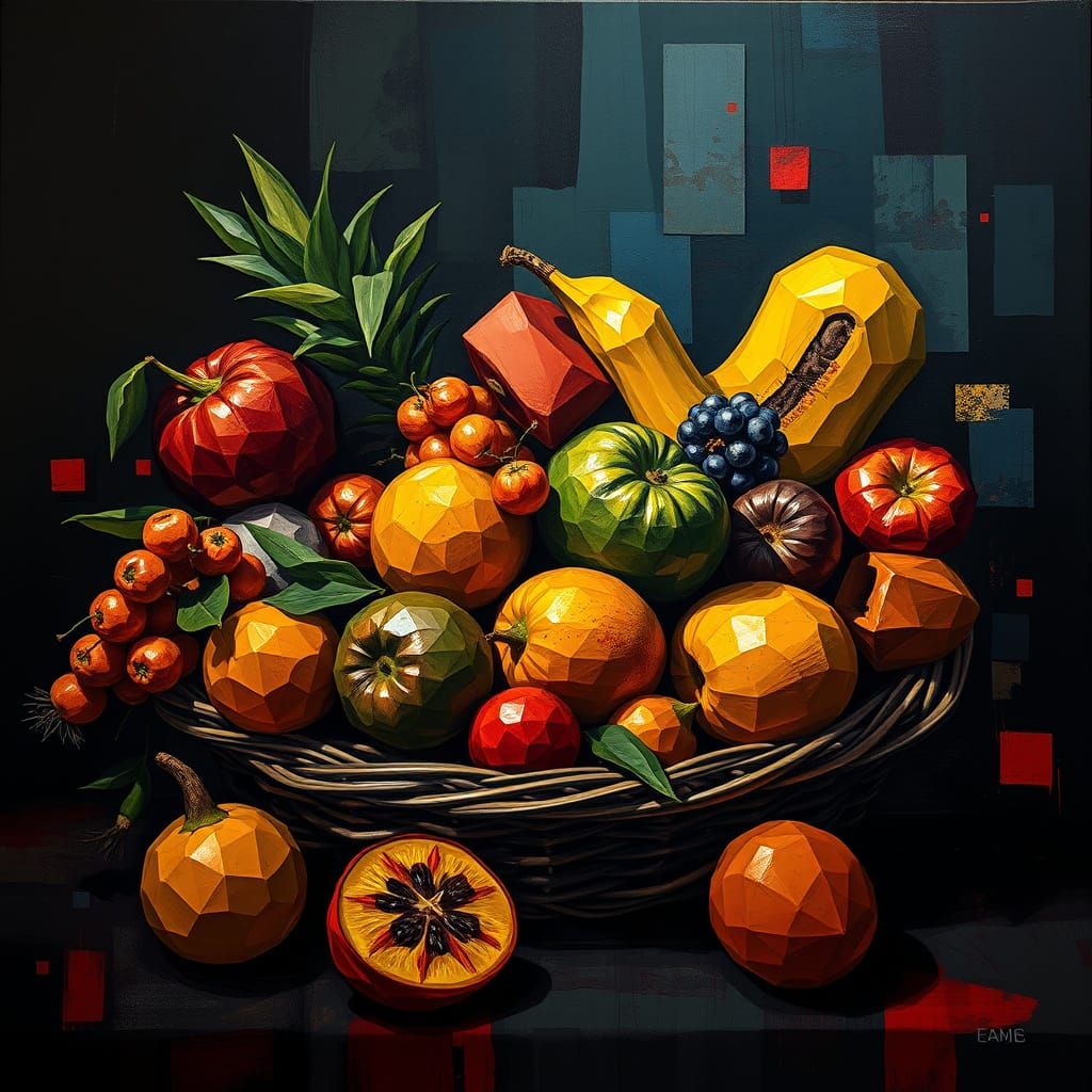 Cubist Still Life in Noir Style