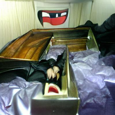 Vampire Asleep in Coffin: Digital Rendering