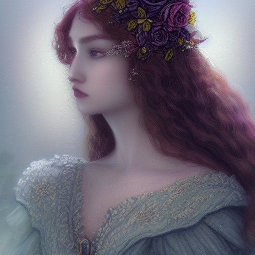 Lady of Avalon: Detailed Pre-Raphaelite Digital Painting
