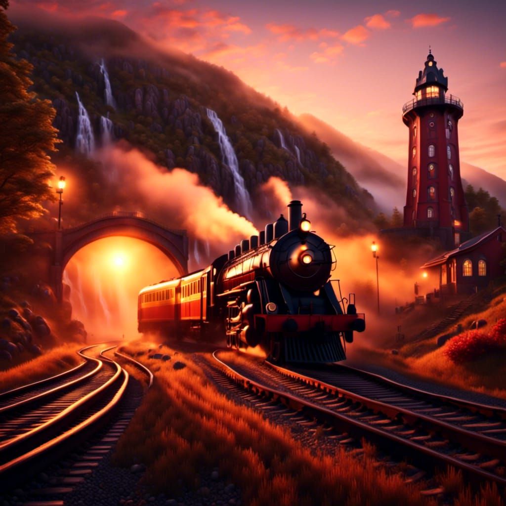 Hogwarts Express Arrival in Hyperrealistic Fantasy