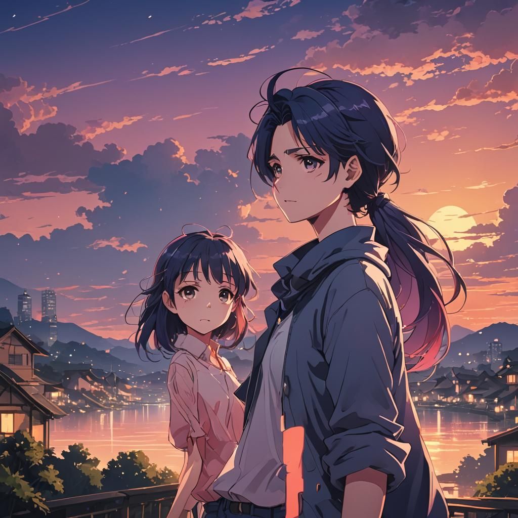 Vibrant Anime Scene in Cel-Shaded Style