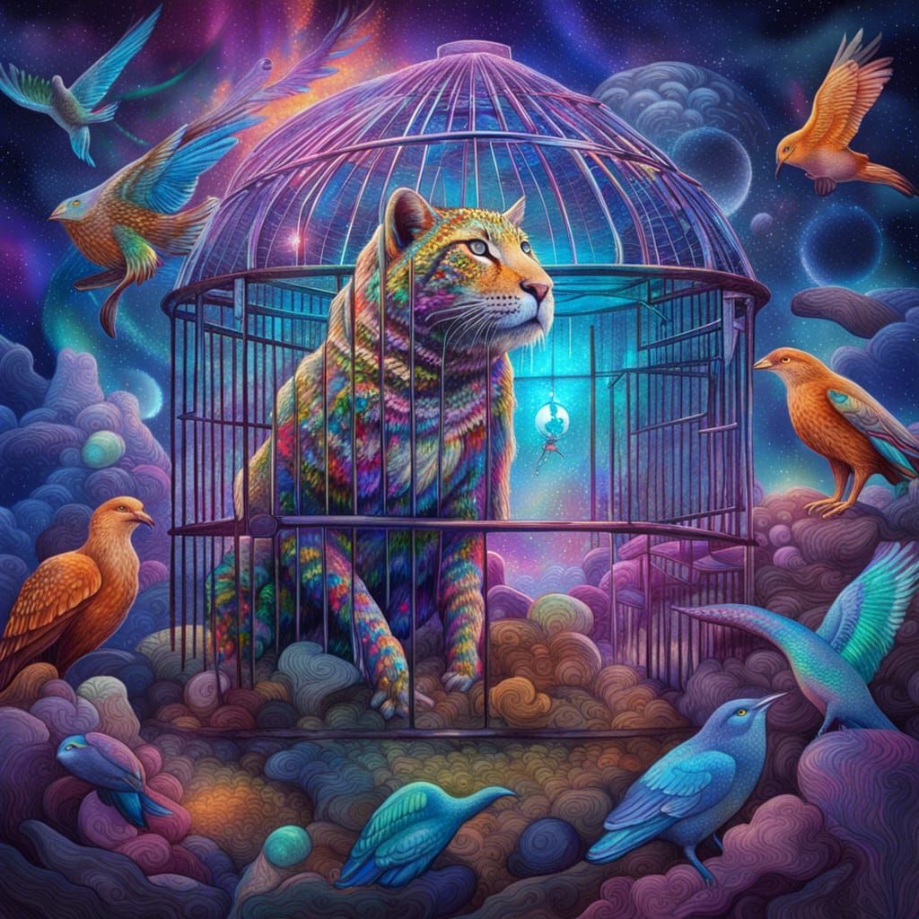 Animals Rule, Humans Caged: Cosmic Illustration