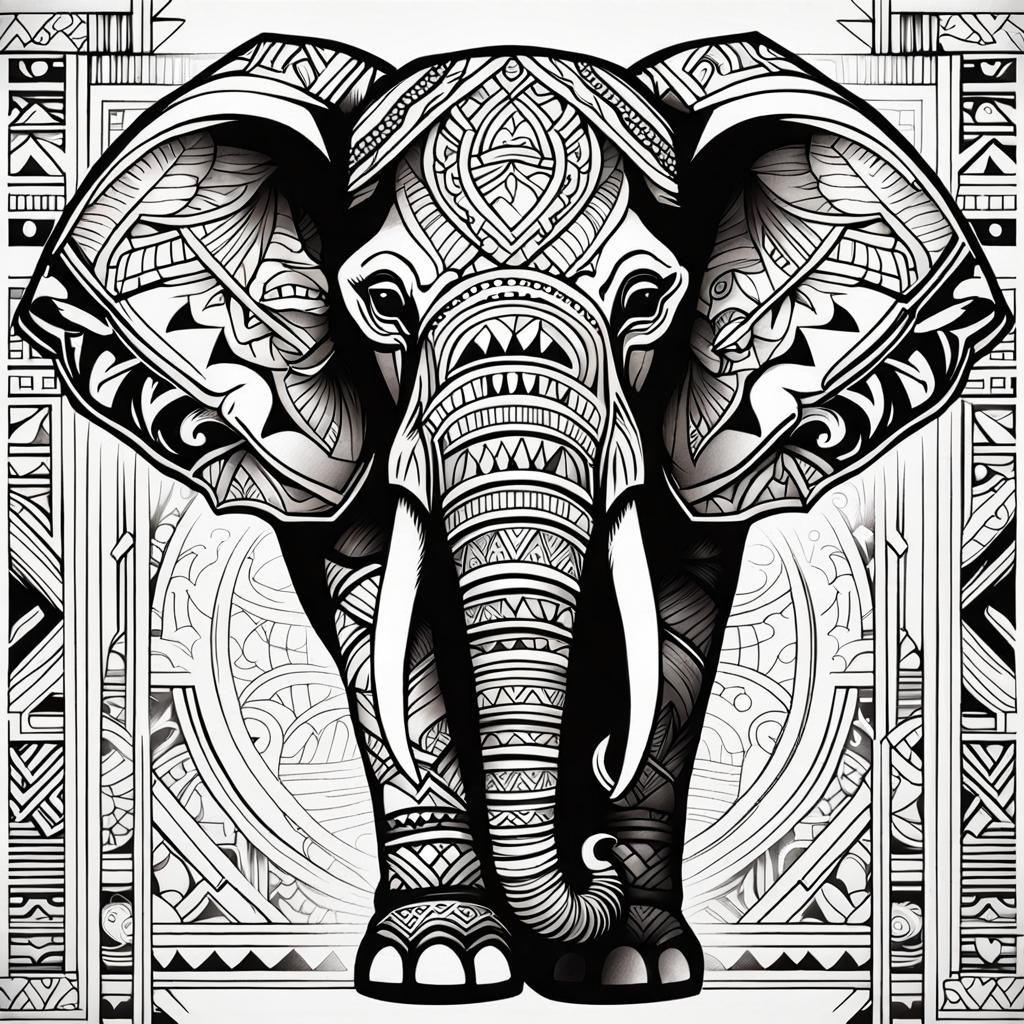 Elephant Tattoo Design in Samoan Style