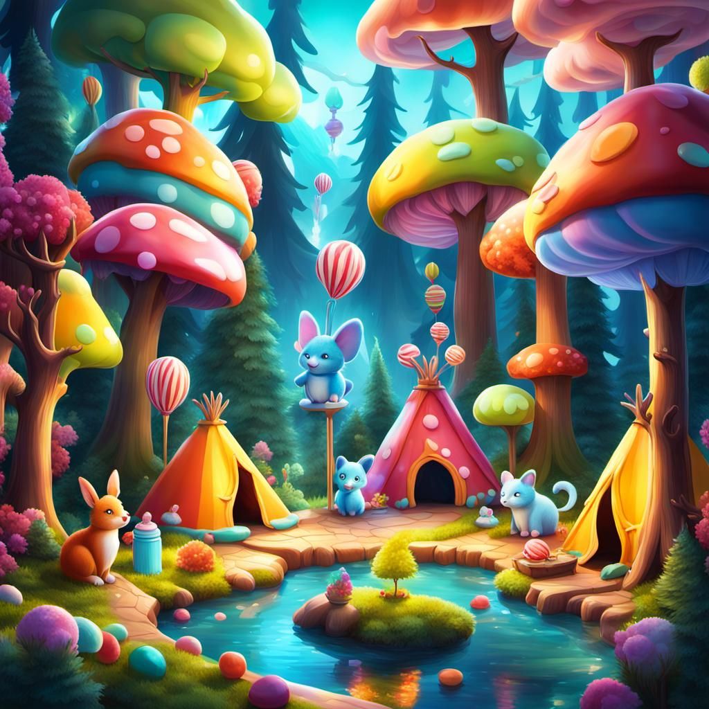 Magical Fairy Campsite in Candy Art Style