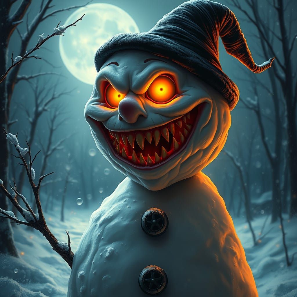 Macabre Winter Specter in Eerie Luminescent Landscape