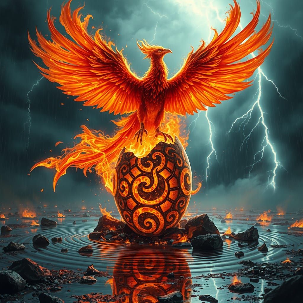 Ethereal Phoenix Ascends in Fiery Glory