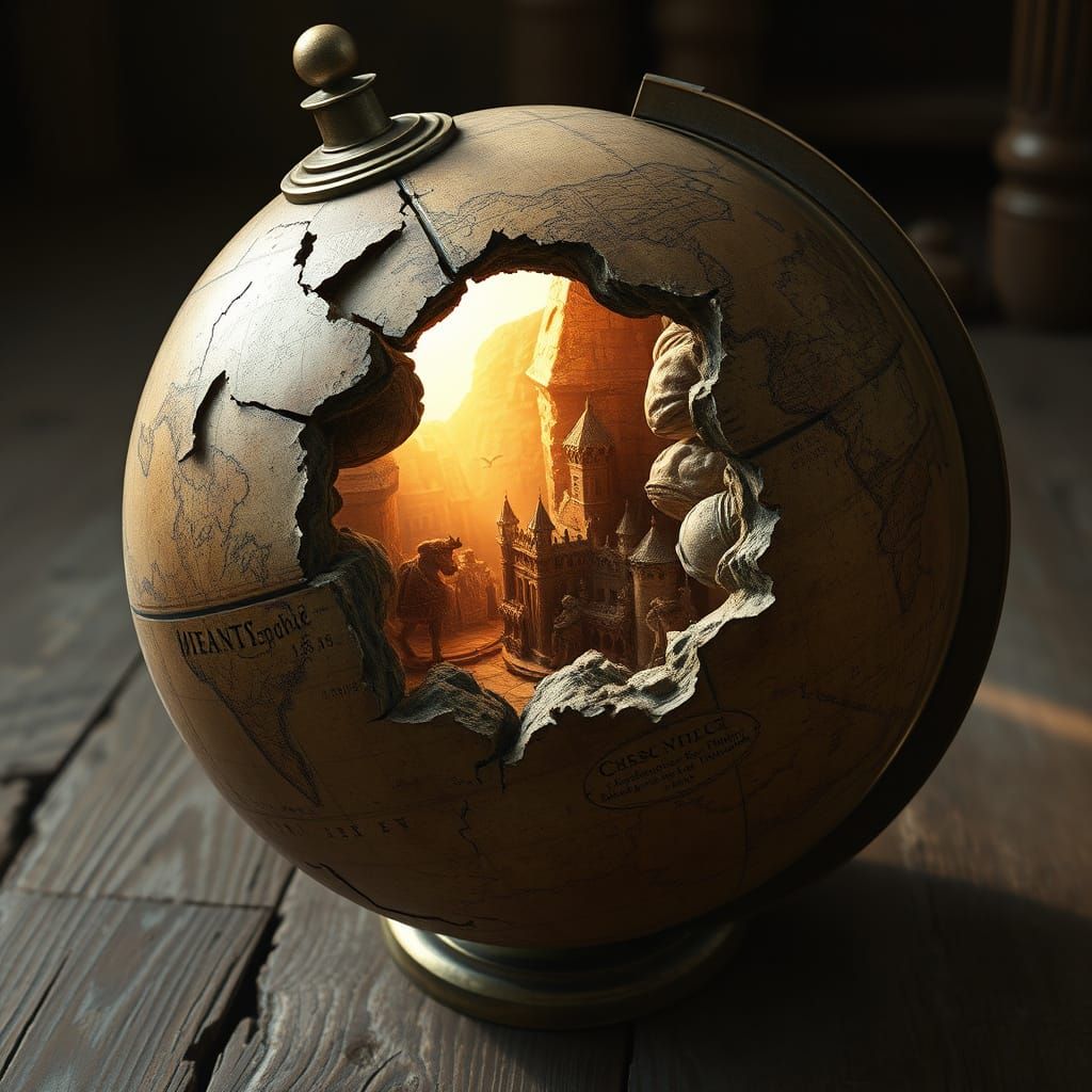 Antique Globe Reveals Miniature Medieval Scene