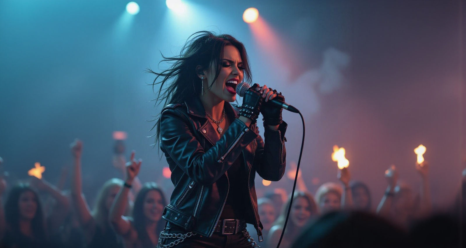 Fierce Female Metal Singer on Stage