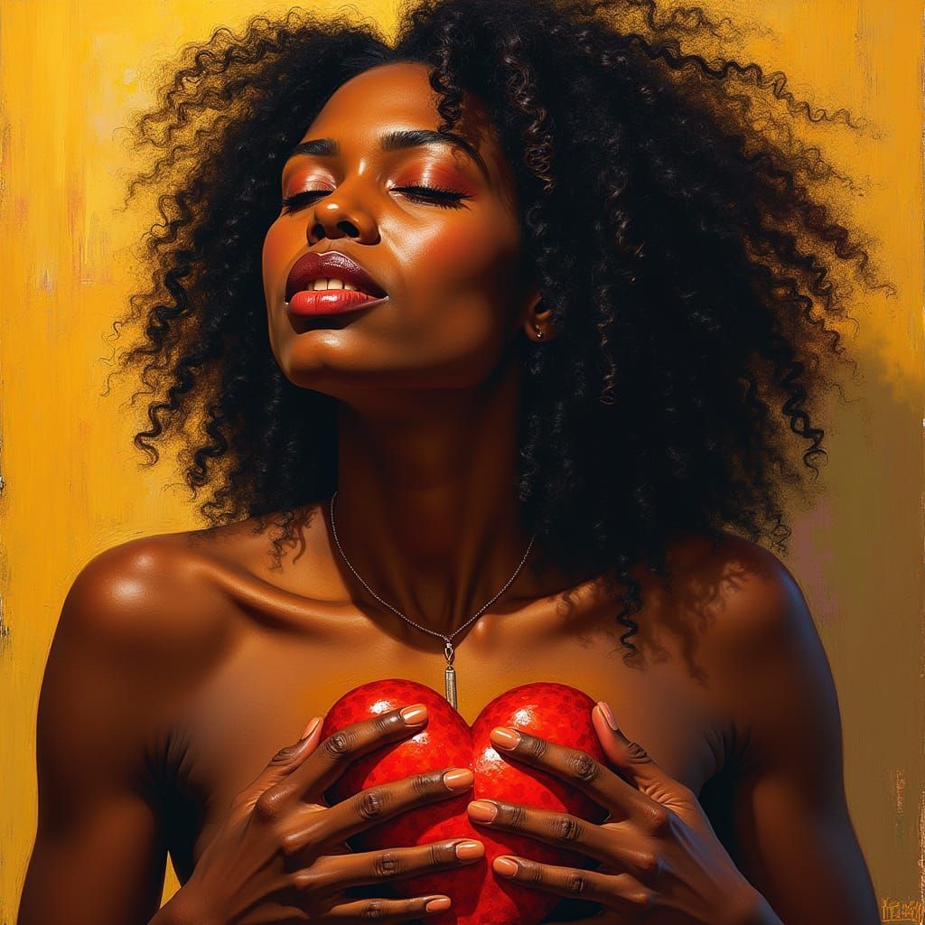 Soulful Portrait of a Black Woman in Radiant Golden Light