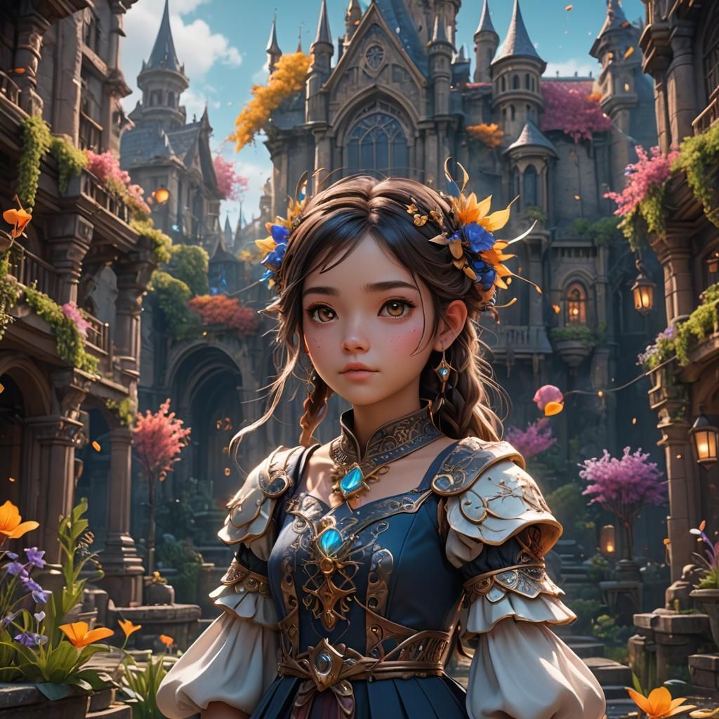 Cute Aesthetic Girl: Detailed Fantasy Art