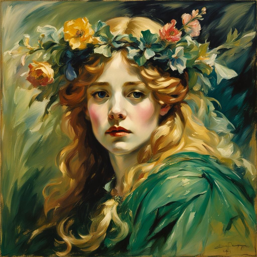 Ellen Terry as Titania, Sargent-Style Portrait
